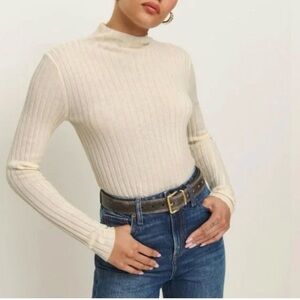 Reformation “Cori” Cream Ribbed Turtleneck Sweater, NWT